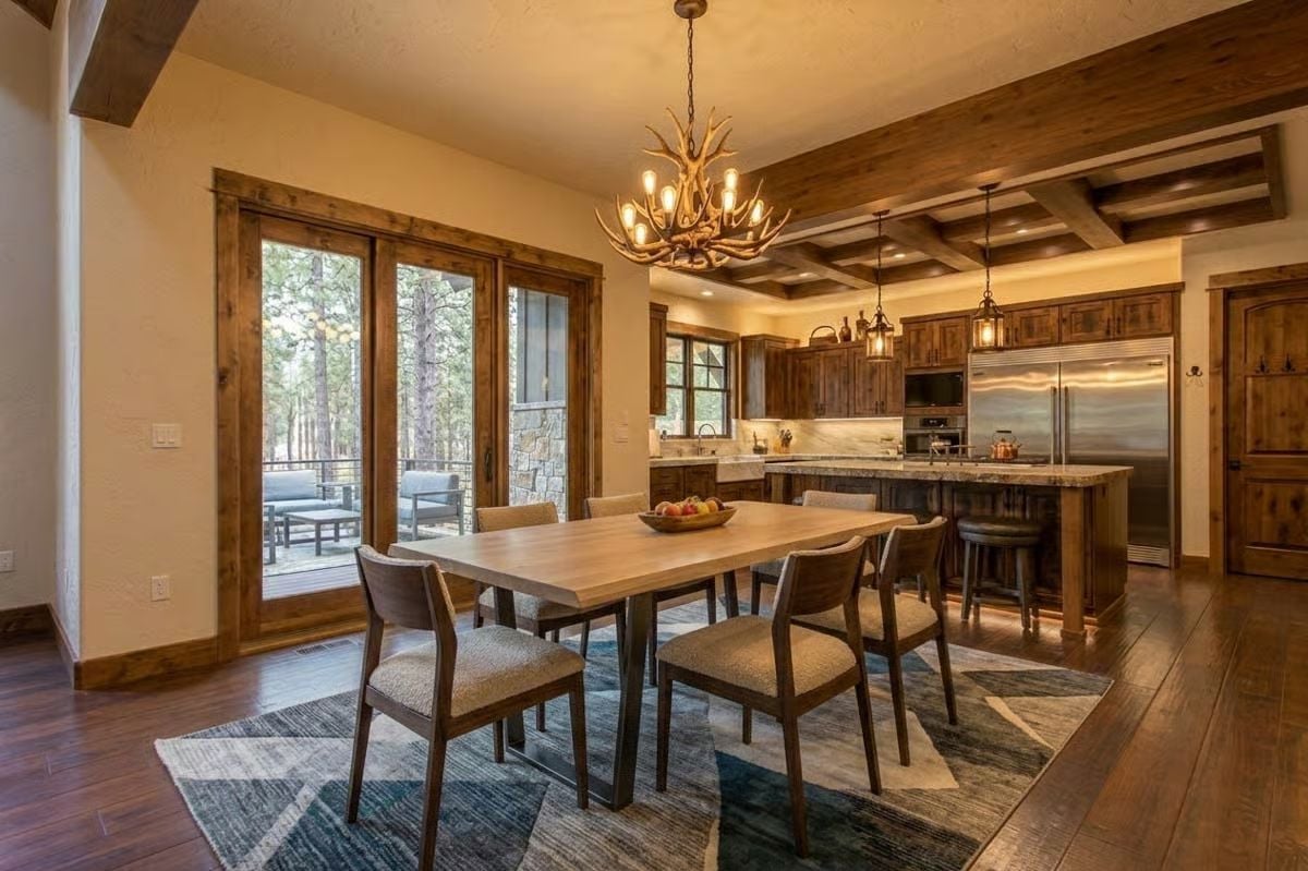 Antler Chandelier and Live-Edge Table Set the Tone Before Dinner's Even Served