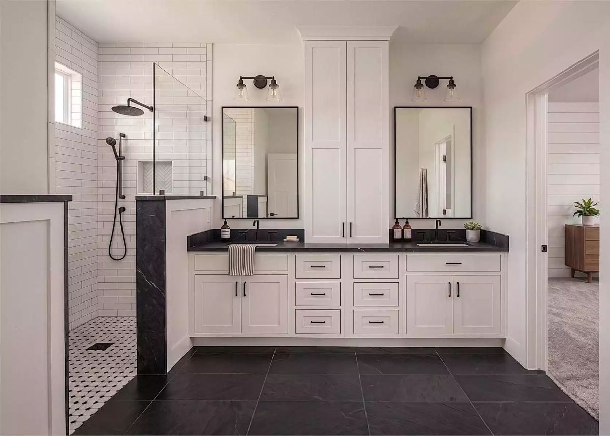 Matte Black Hardware, Subway Tile, and a Shower Wall That Earns the Attention