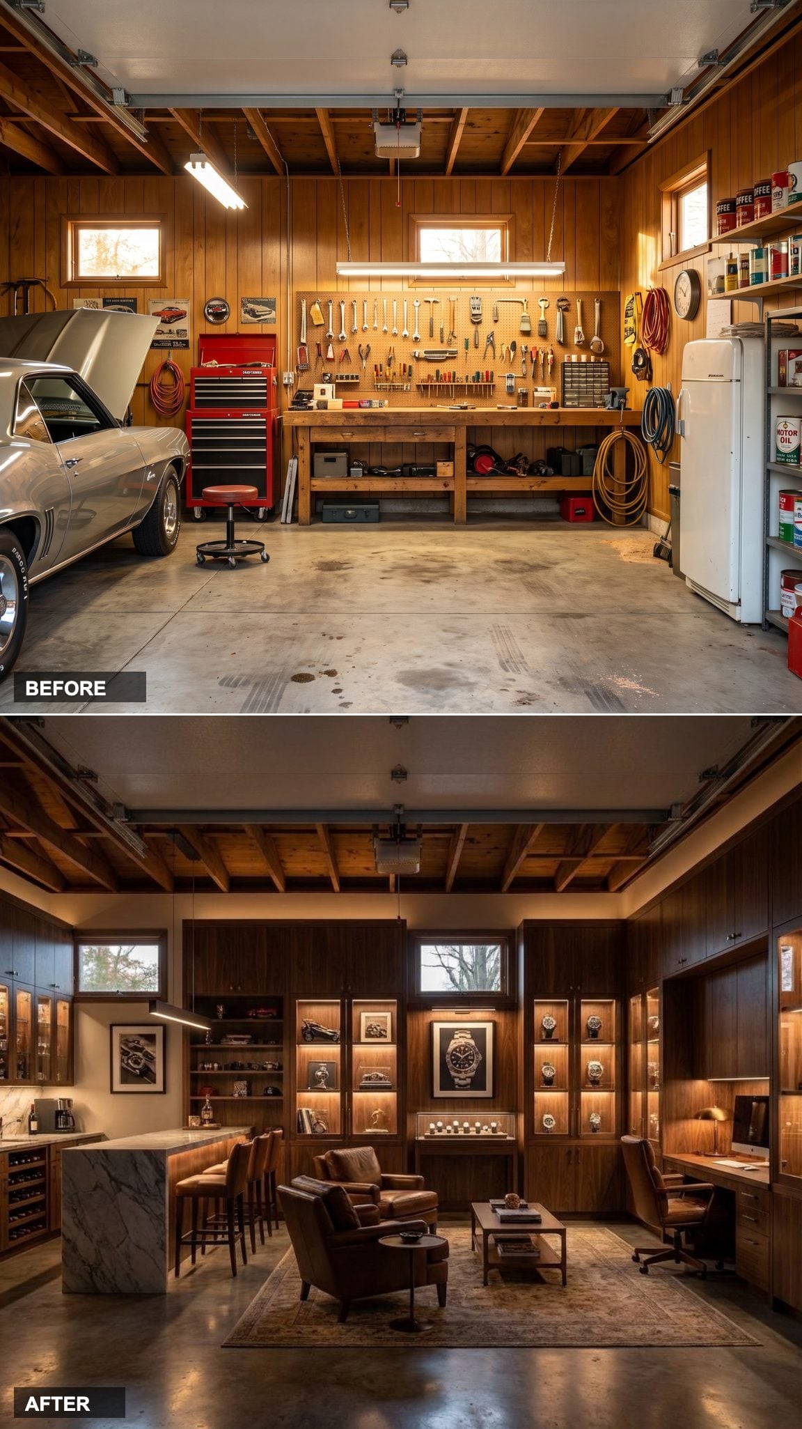 Illuminated Walnut and Marble: The Watch Collector's Lounge That Happens to Have an Office