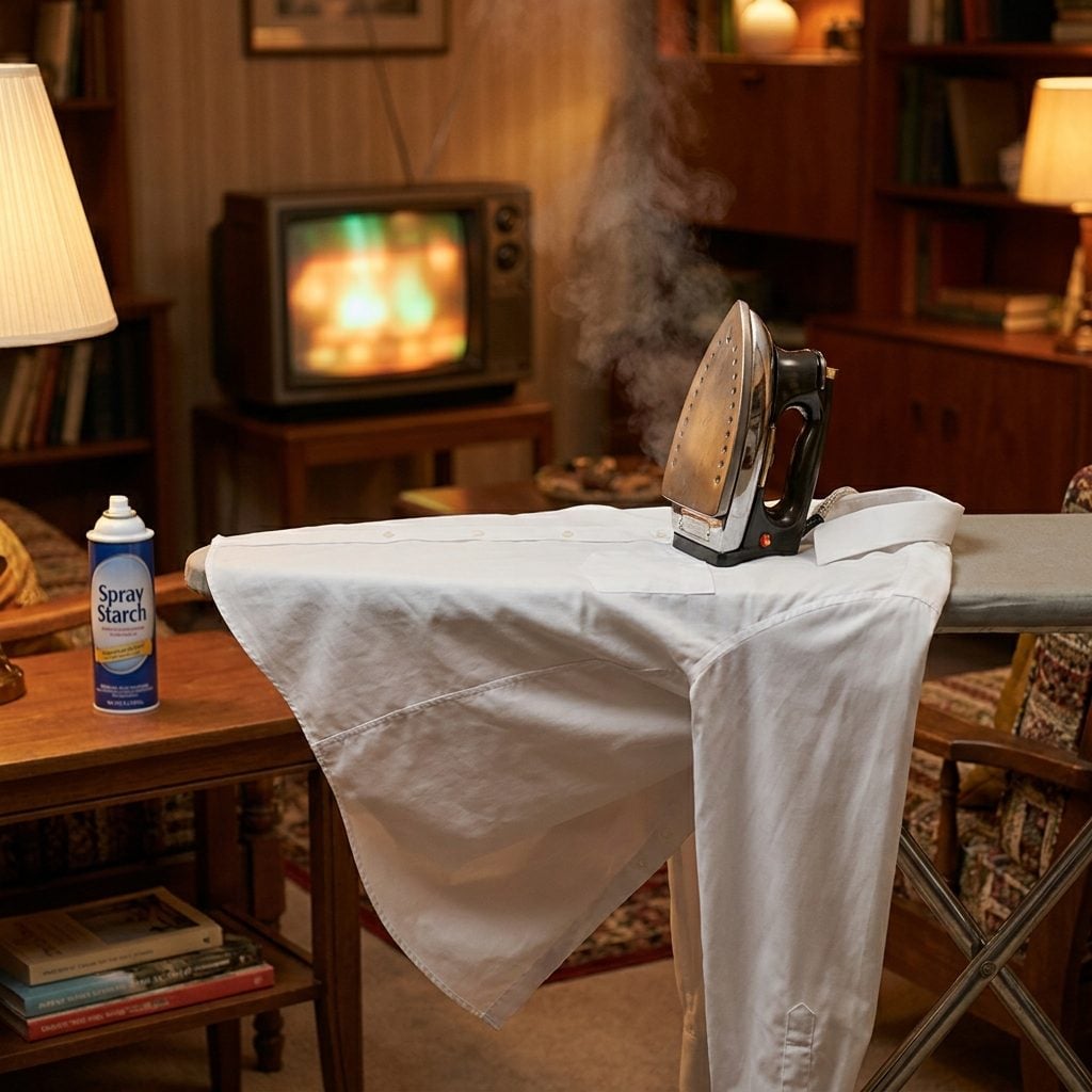 Ironing Dad's Work Shirts While 60 Minutes Played in the Background