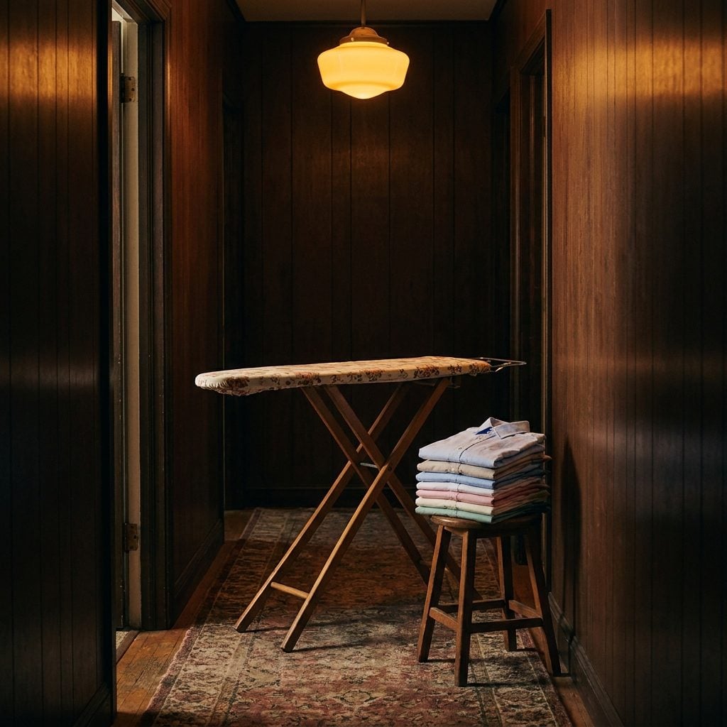 Ironing Tomorrow's Clothes on the Board in the Hallway
