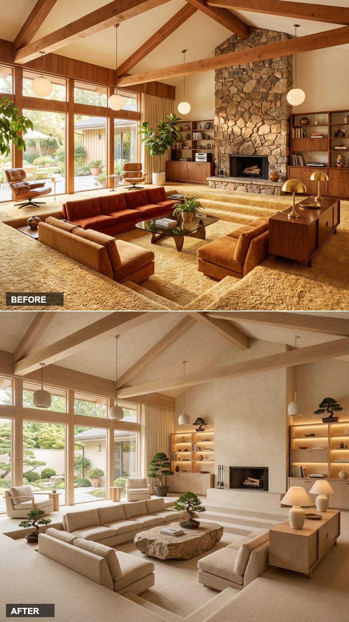 Japandi Serenity: Pale Oak, Microcement, and a Bonsai Where the Brass Used to Be