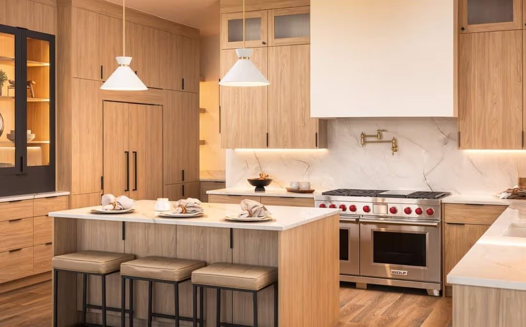 Wolf Range and White Oak Cabinets Make a Case for Warm Over Cold