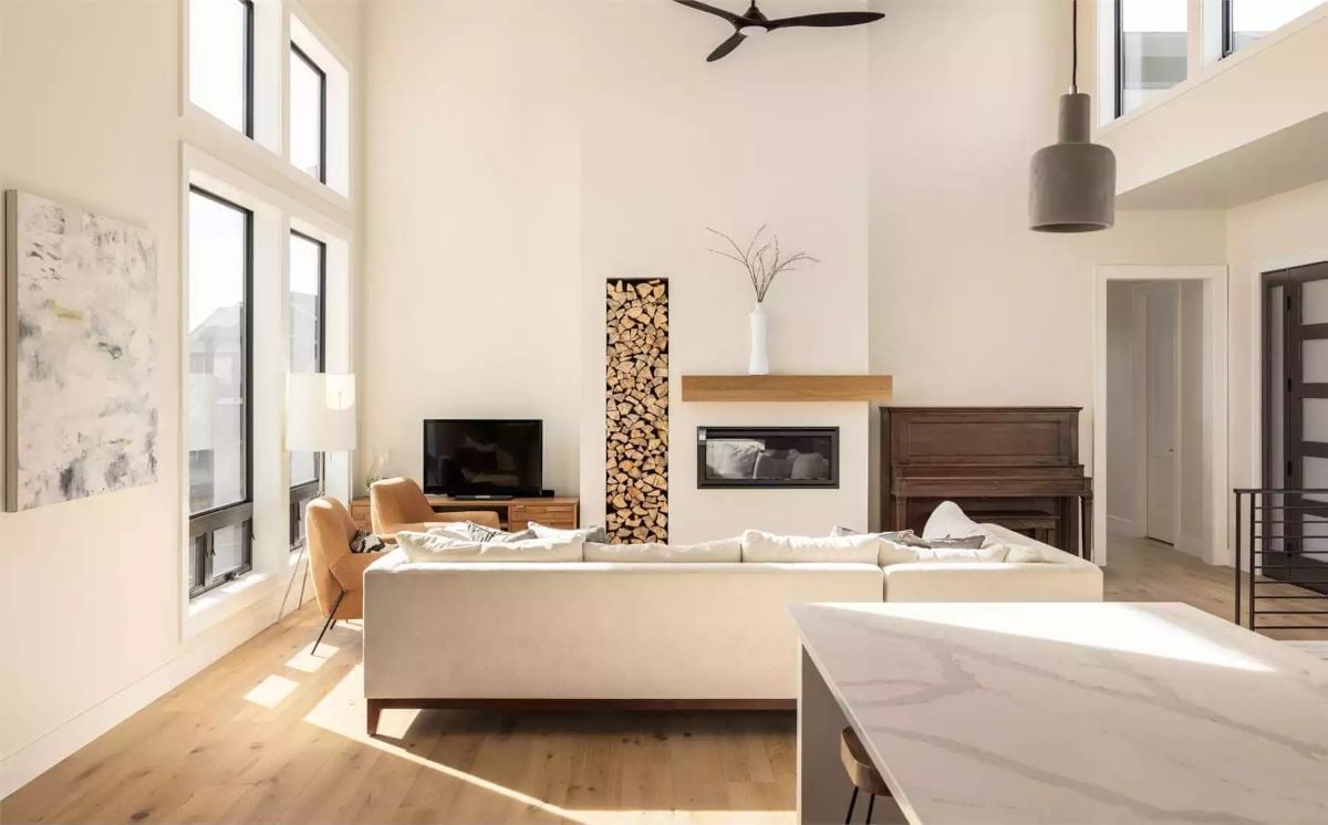 Stacked Firewood Built Into the Wall and a Piano Nobody Expected