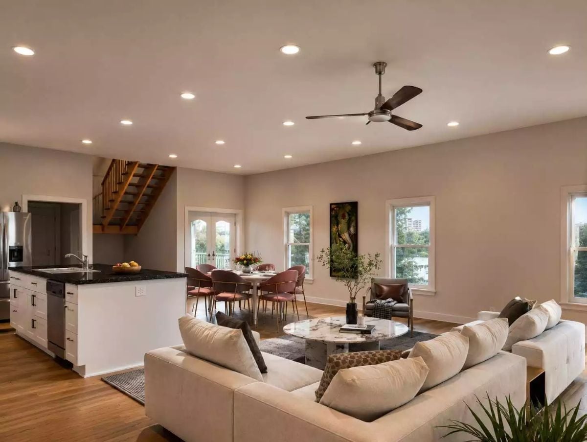 Open-Plan Living Where the Kitchen Island and Sofa Are Actually Neighbors