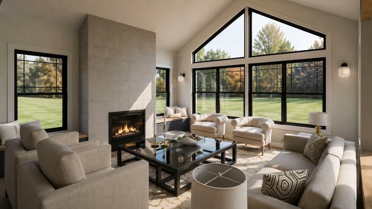 Cathedral Windows, a Live Fire, and Furniture That Knows When to Stay Quiet