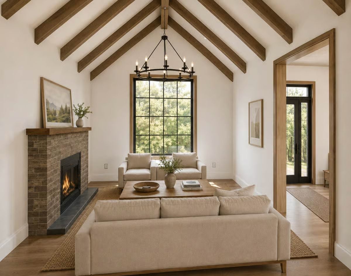 Exposed Beam Cathedral Ceiling Earns Every Inch of Its Drama