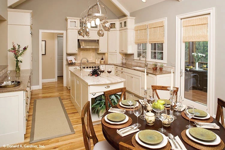Woven Placemats, Candlesticks, and a Kitchen That Keeps the Cook in the Conversation