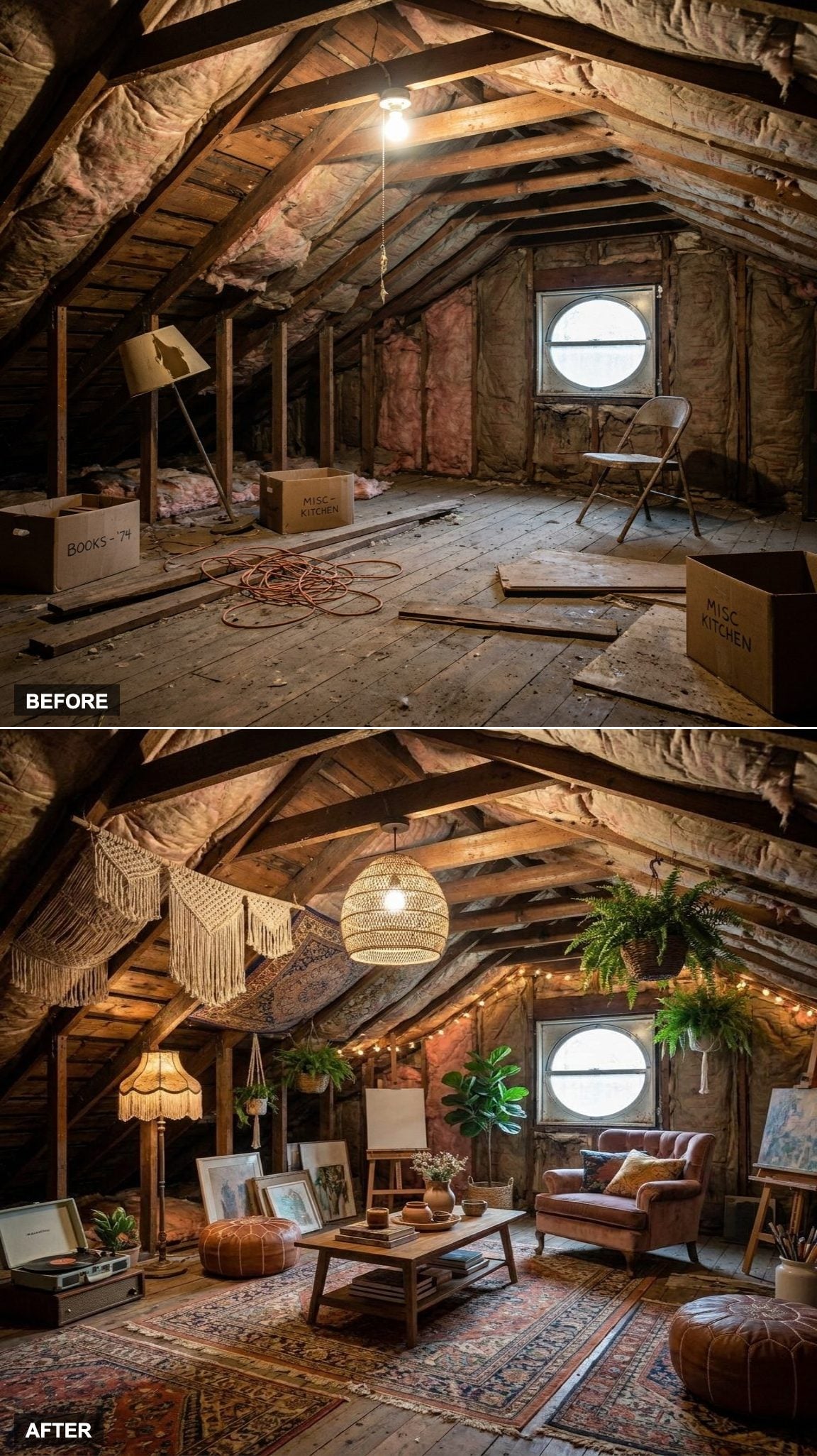 Layered Rugs and Woven Pendants Build a Collected Bohemian Loft