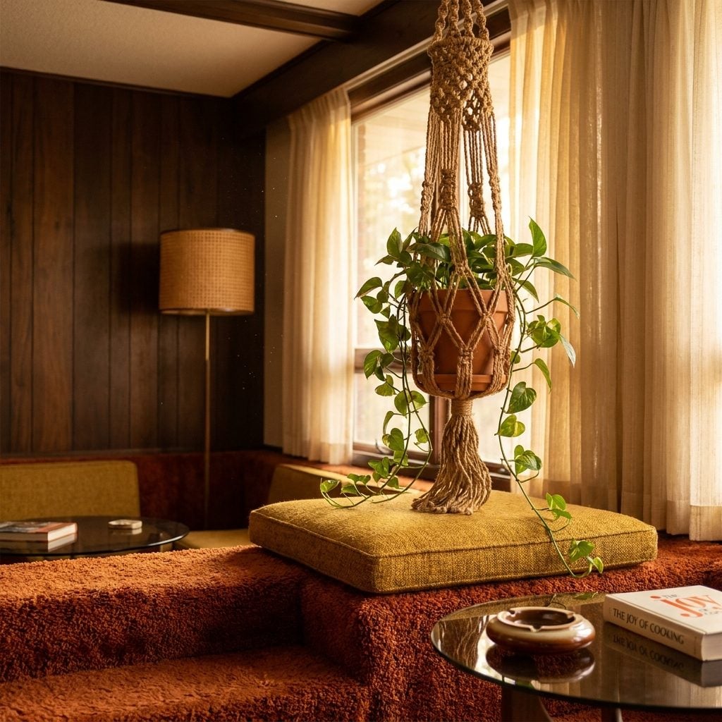 The Macramé Plant Hanger That Dangled Directly Over the Seating