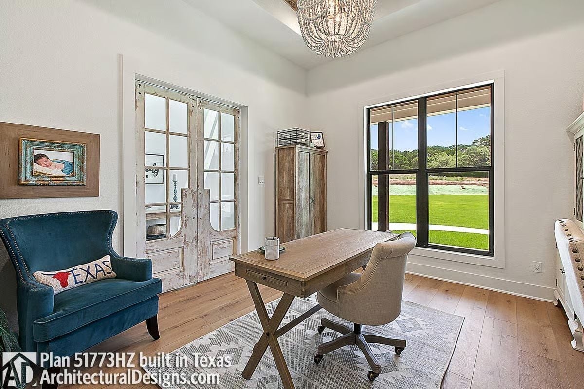 Weathered French Doors Pull Double Duty as Art in This Texas Home Office