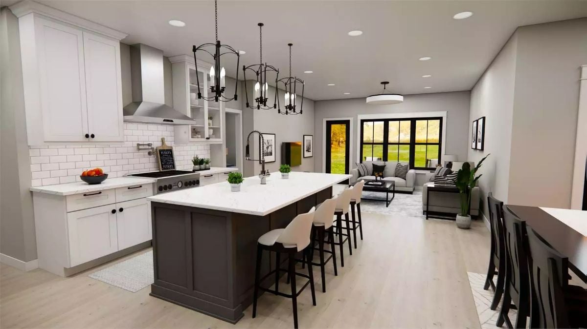 Dark Island Base, White Countertop, Zero Apologies
