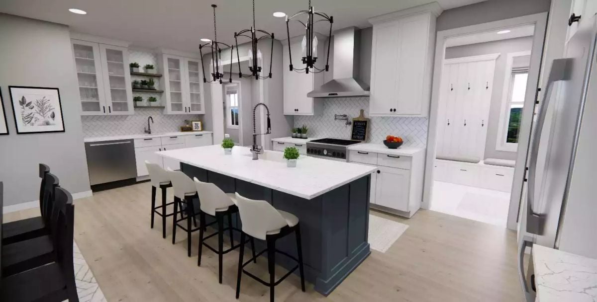 Dark Island Base, White Quartzite Top, and a Faucet Built for Serious Cooks