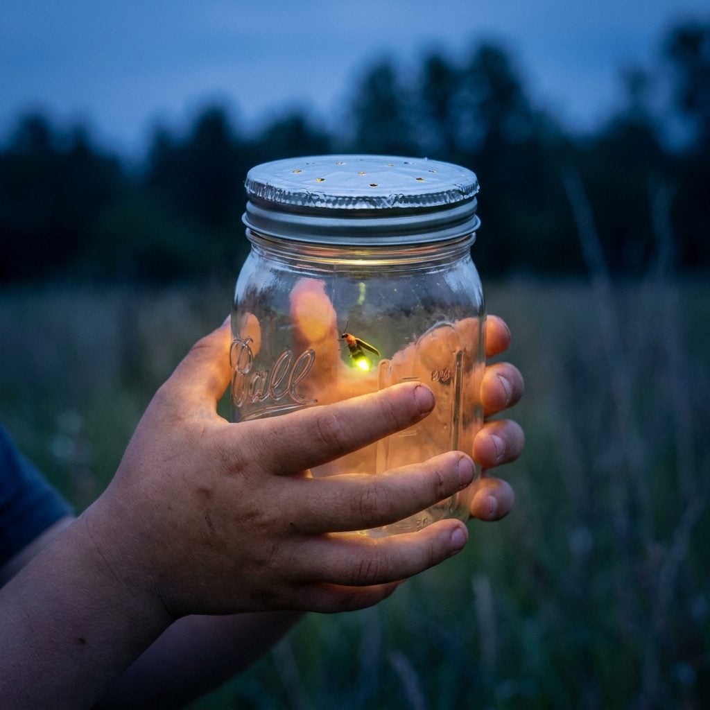 The Mason Jar Brought Outside to Catch Fireflies Before Bed