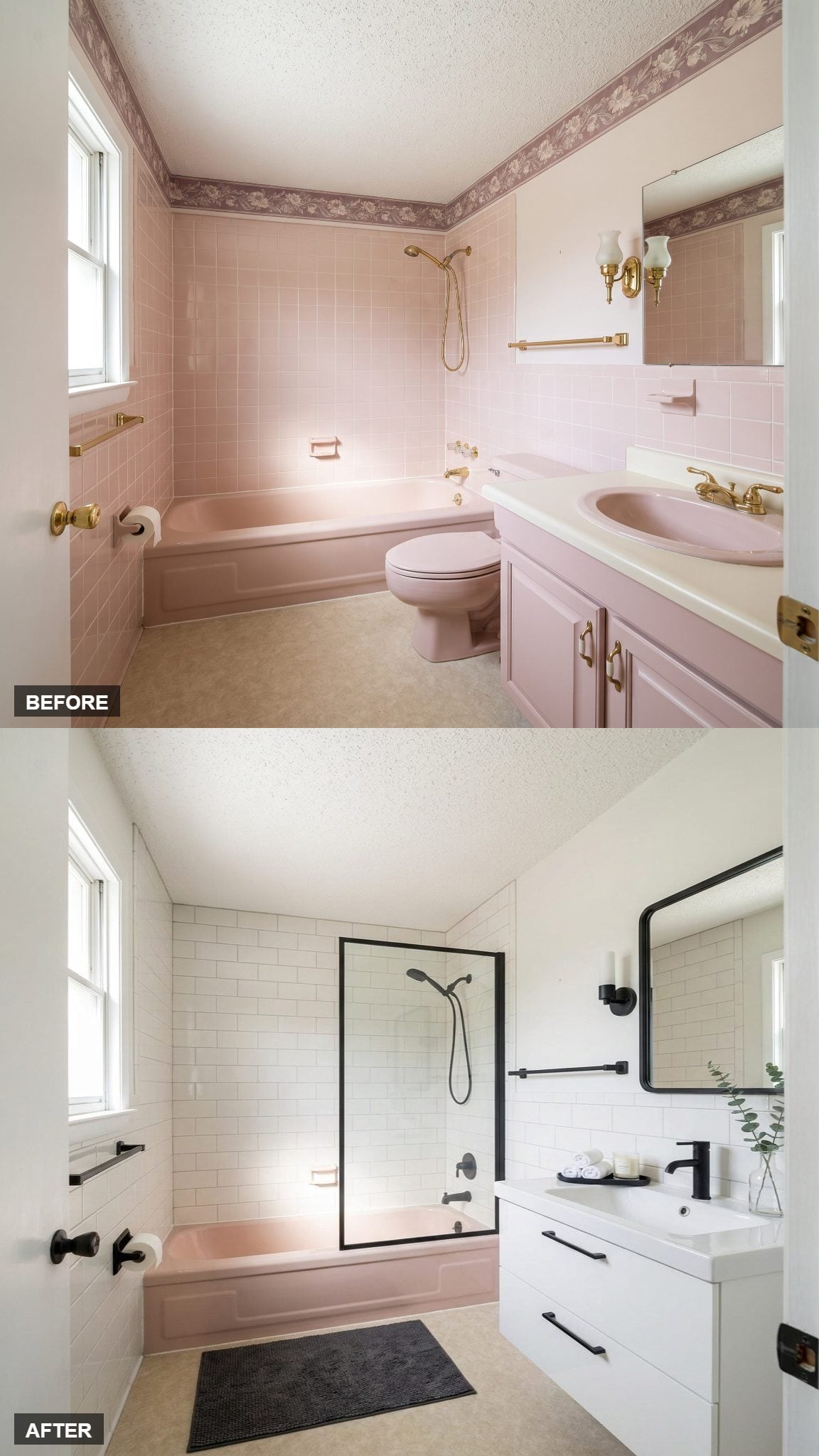 Matte Black Accents on Soft White Tile