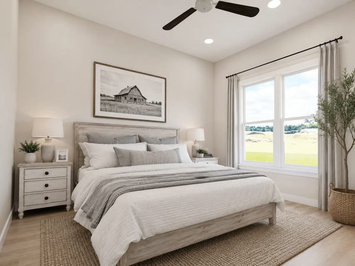 Weathered Wood Headboards and Jute Rugs Are Earning Their Place in Modern Farmhouse Bedrooms