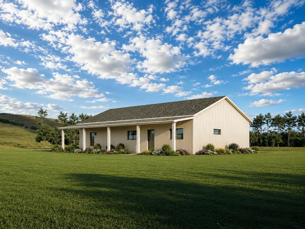 Cream Board-and-Batten Exterior Built for Wide-Open Country Living