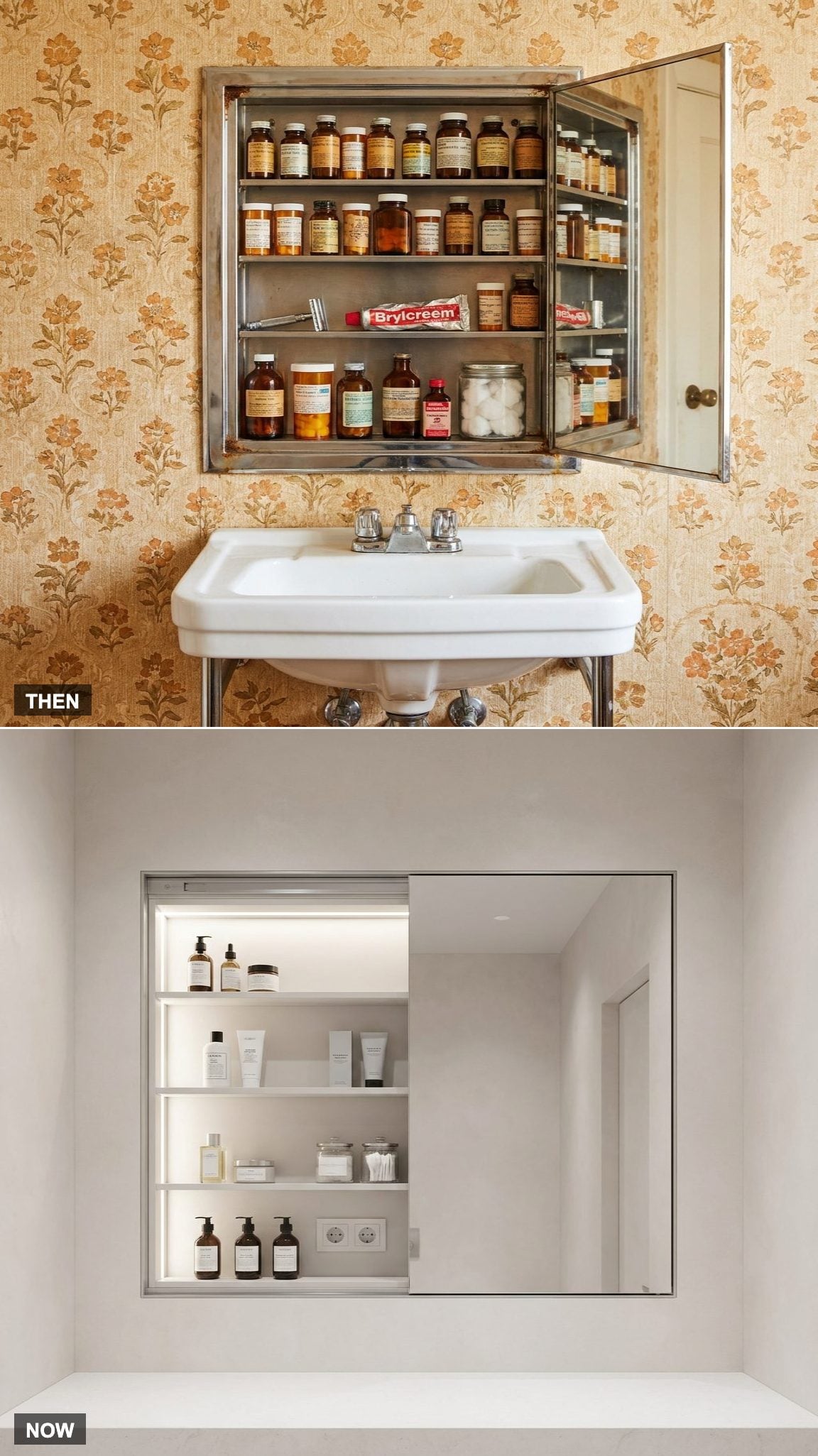 Shallow Medicine Cabinets vs. Recessed Storage Walls