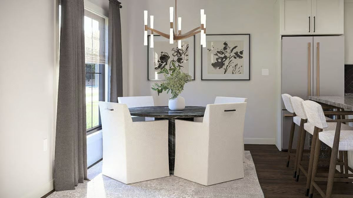 Marble Table, White Slipcovers, and One Very Good Chandelier