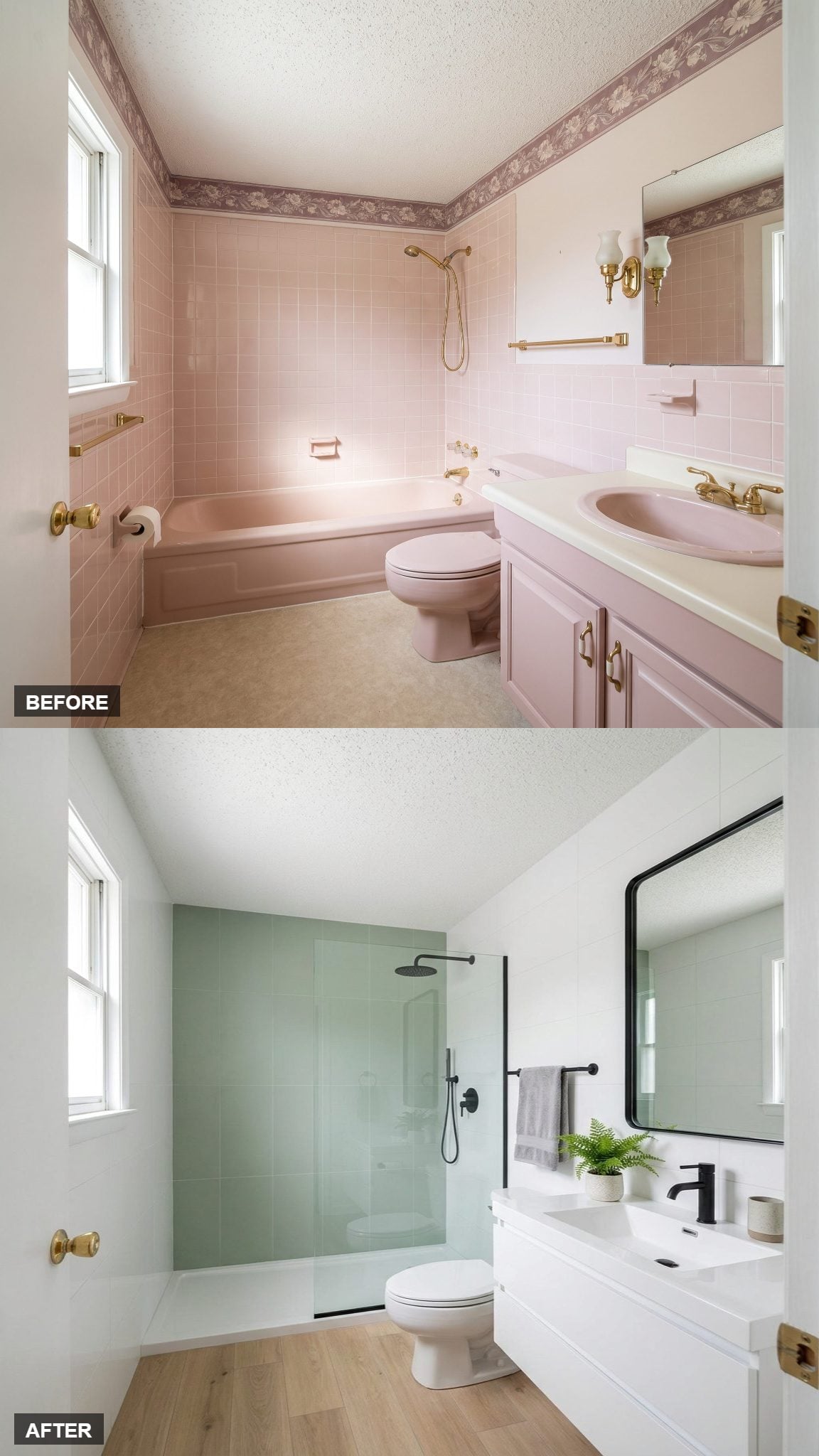 Modern Minimal White with a Soft Sage Accent Wall