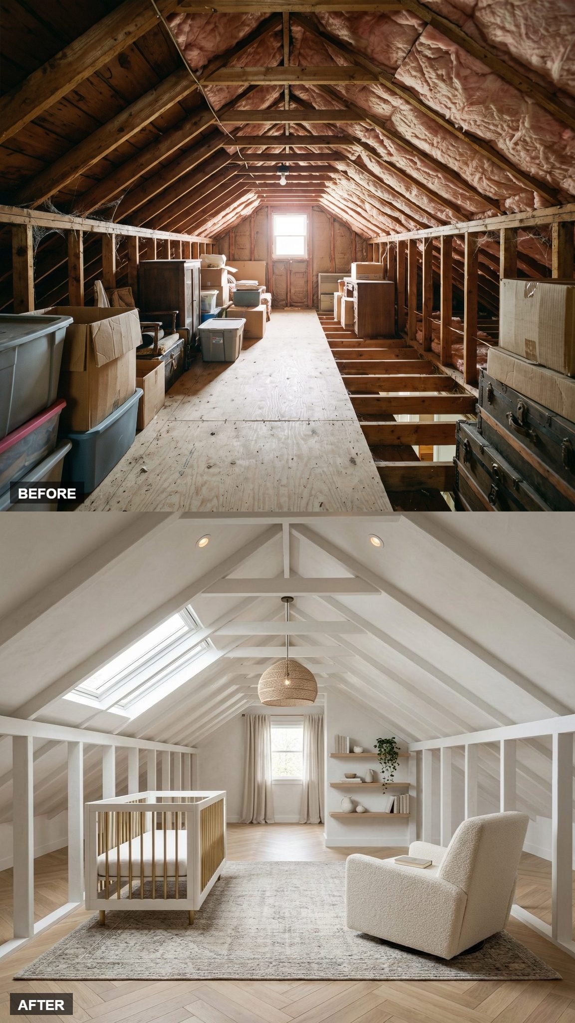 Modern Neutral Nursery Bathed in Skylight and White Oak