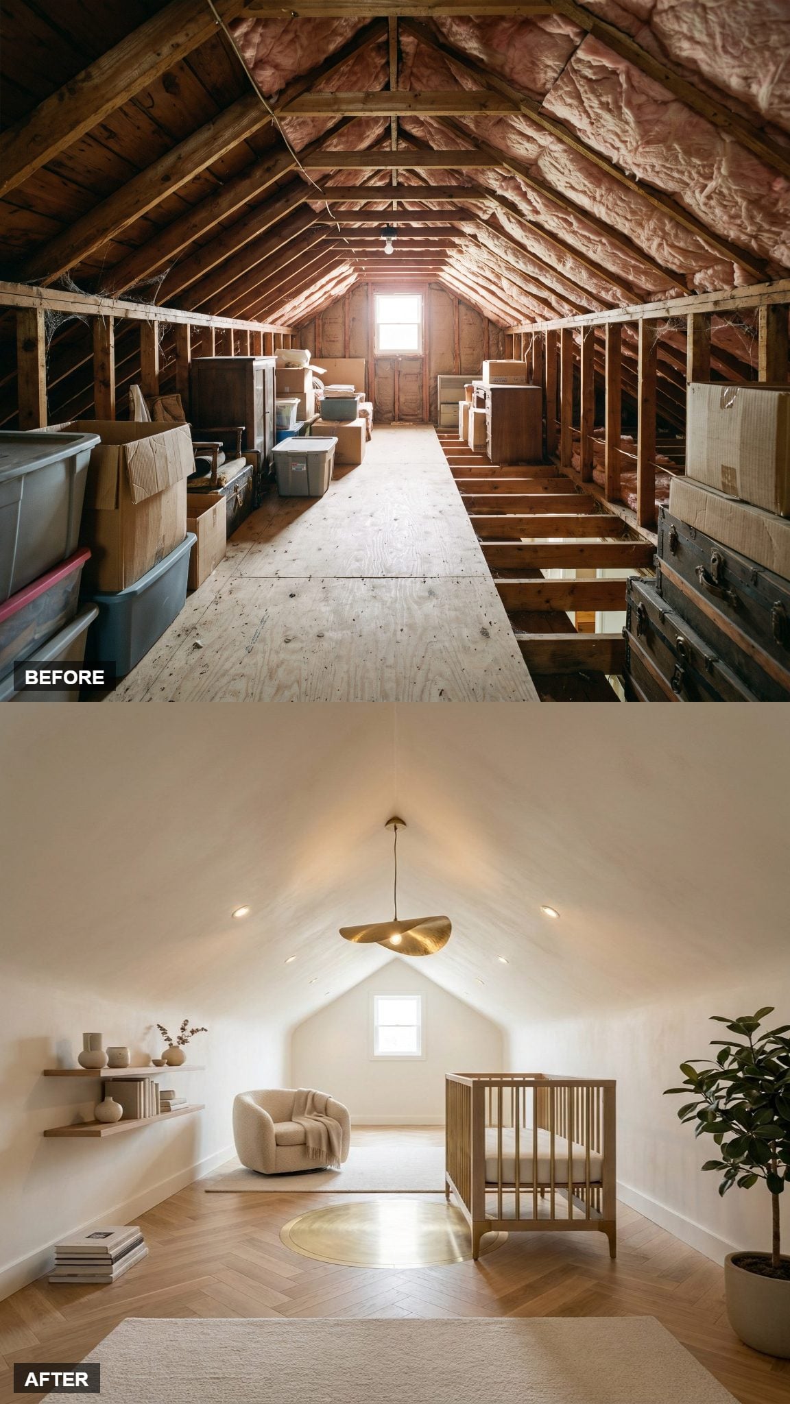 A Brass Inlay Herringbone Floor Medallion Marks the Crib Like an Address