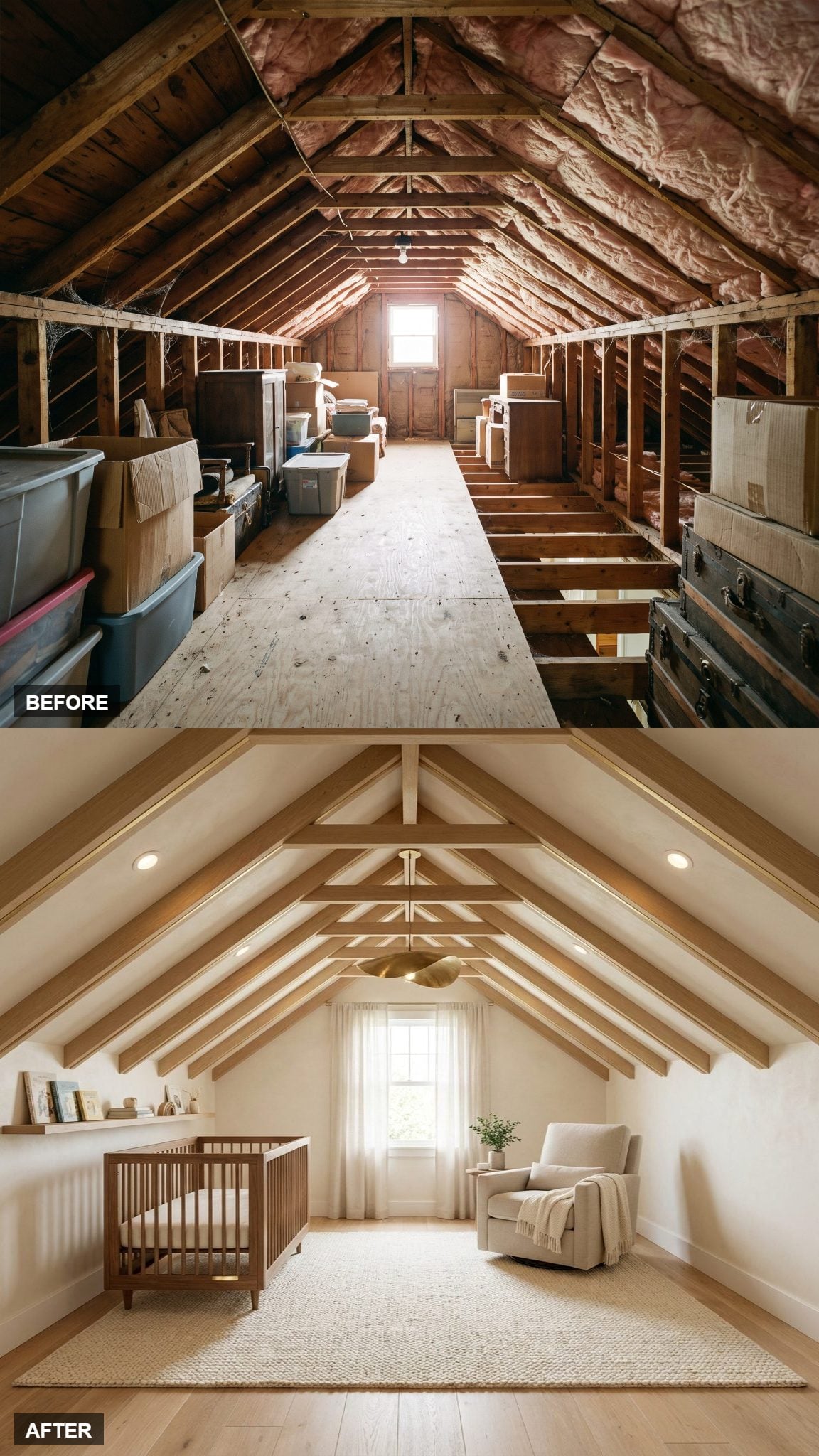 Brass-Inlaid Ceiling Beams Flip the Room's Sense of Height