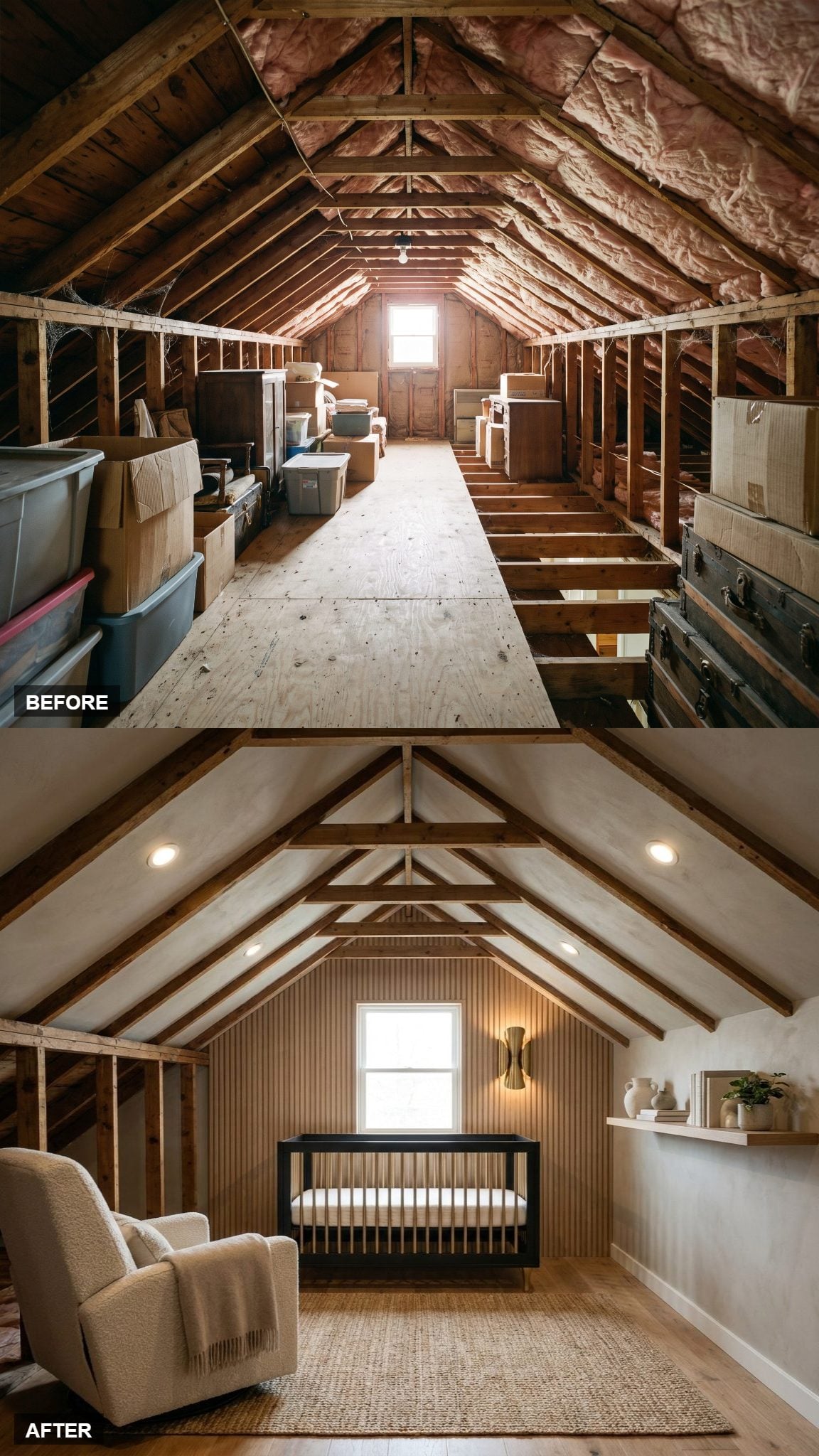 A Fluted White-Oak Feature Wall Draws the Eye Skyward