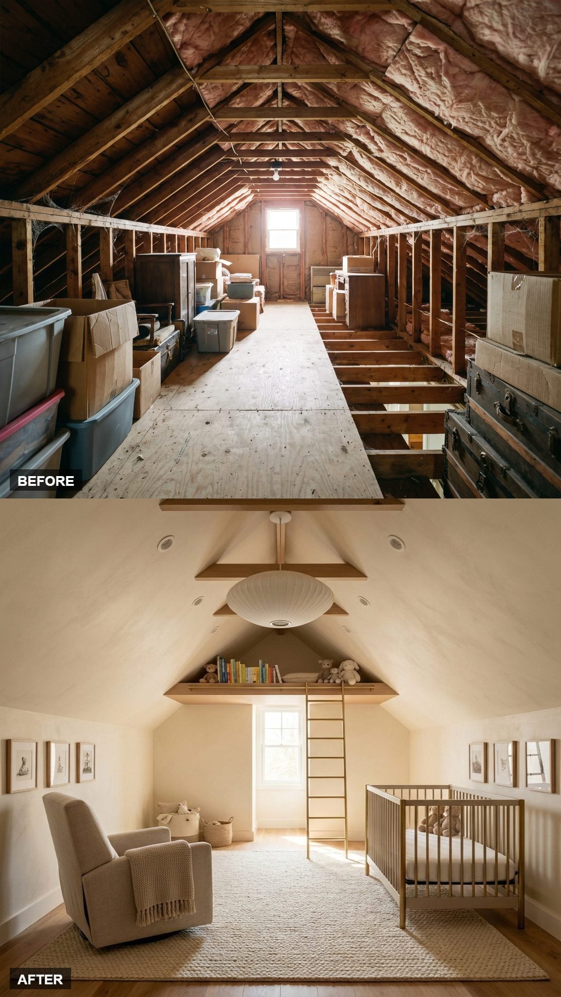 A Tucked-In Book Loft Turns Dead Roof Space Into Display Storage