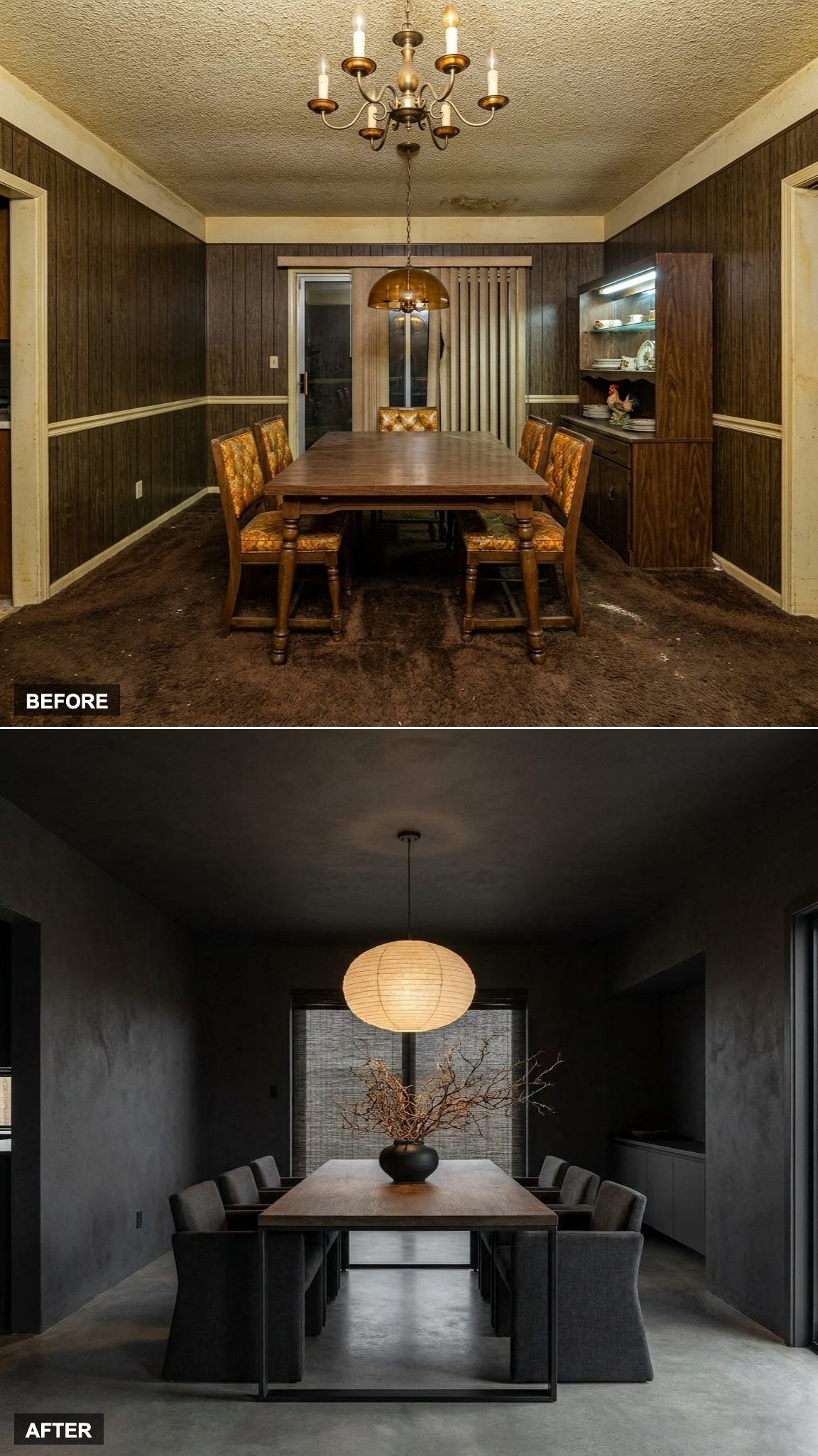 Moody Japandi Sanctuary with Charcoal Plaster Walls and Blackened Steel