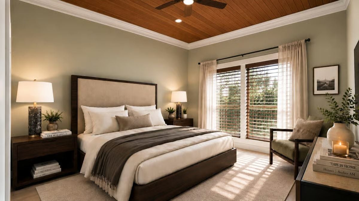 Cedar Ceiling, Sage Walls, and Morning Light That Falls Exactly Right