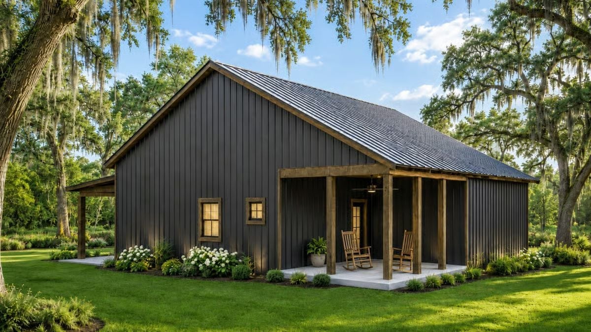 Dark Siding, Rocking Chairs, and Spanish Moss Doing All the Work
