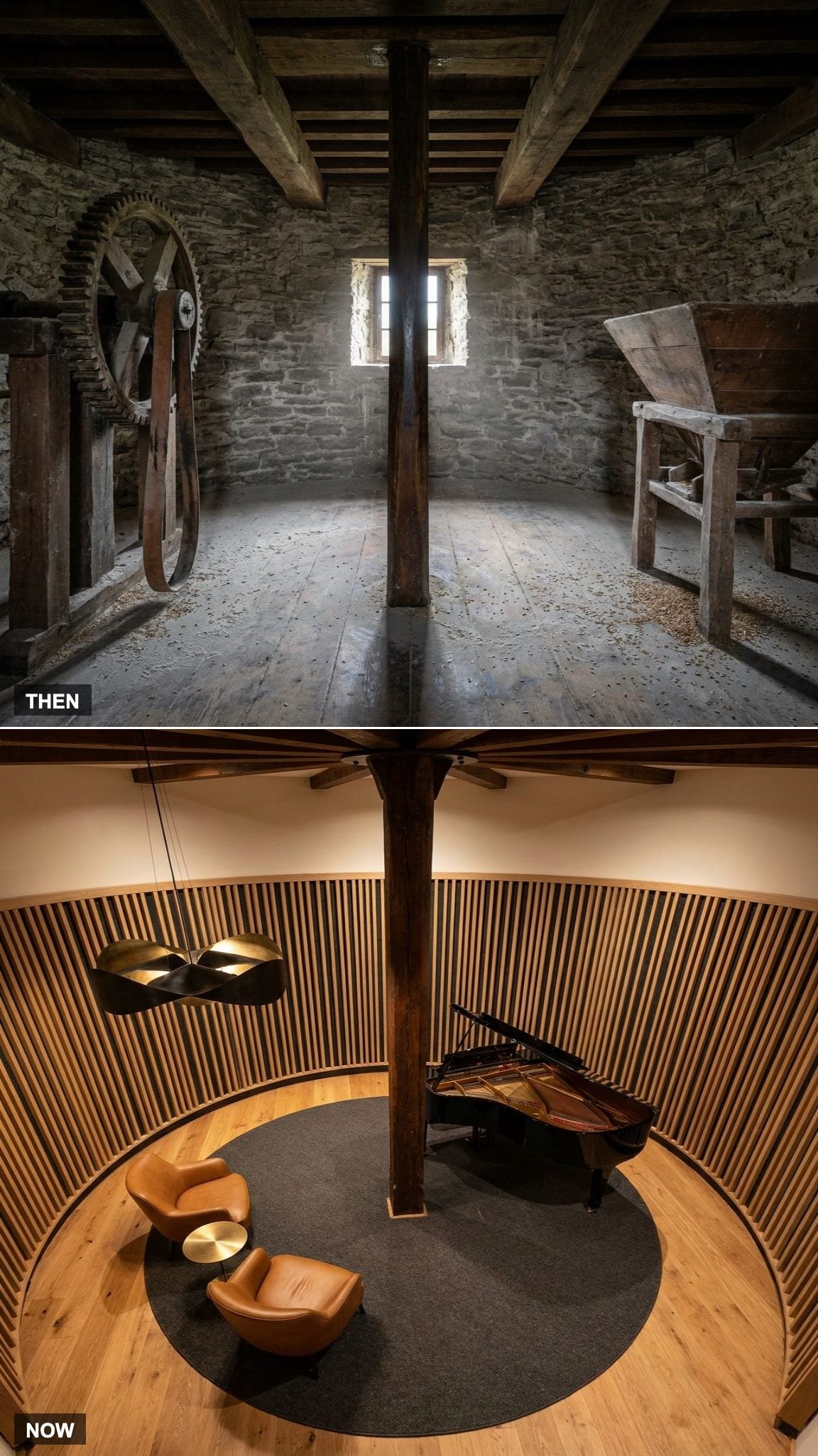 Music Room With Acoustic Wood Paneling