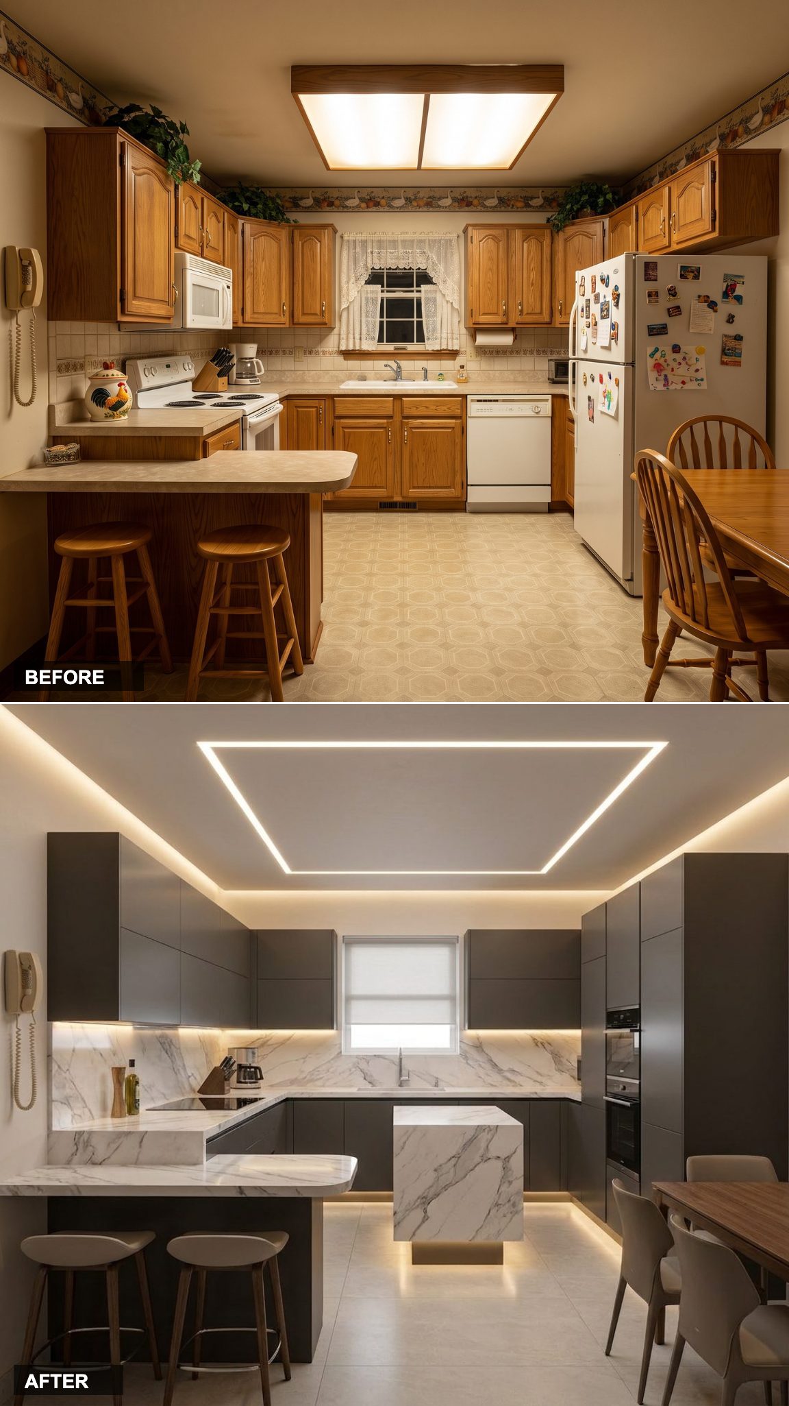 Natural Walnut Cabinetry and Limestone Countertops in a Warm Contemporary Kitchen