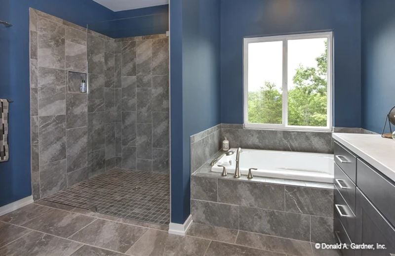 Wet Room Layout Where the Walk-In Shower and Soaking Tub Finally Get Equal Space