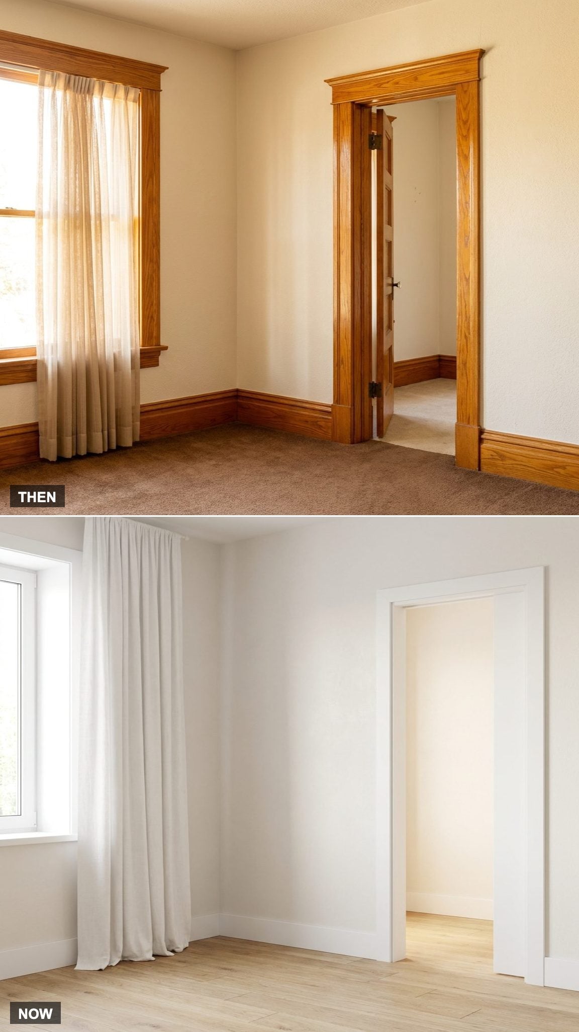 Oak Trim vs. Minimal Painted Trim