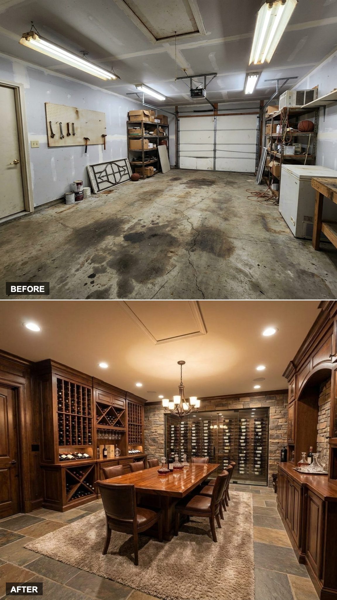 From Oil Stains to Oakwood and Oak Barrels: A Climate-Controlled Wine Cellar Takes Over the Garage