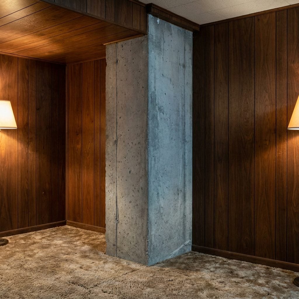 The One Bare Concrete Column the Paneling Had to Work Around