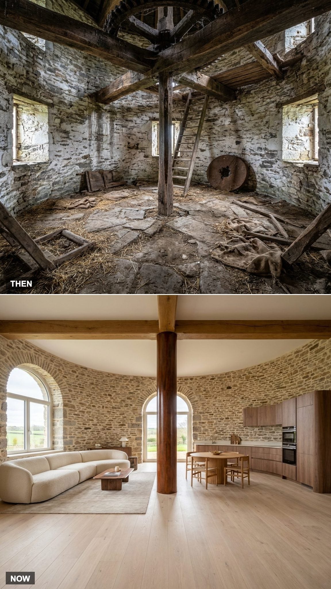 Open-Concept Family Home Around the Original Windmill Core