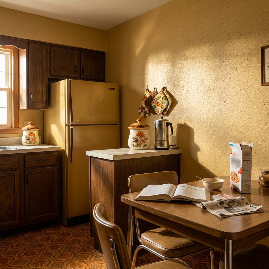 The Orange-Peel Kitchen Walls That Caught the Morning Light
