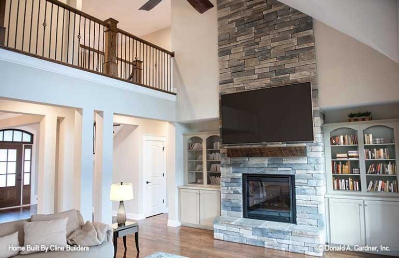 Stacked Stone to the Roofline and Built-Ins That Actually Hold Books