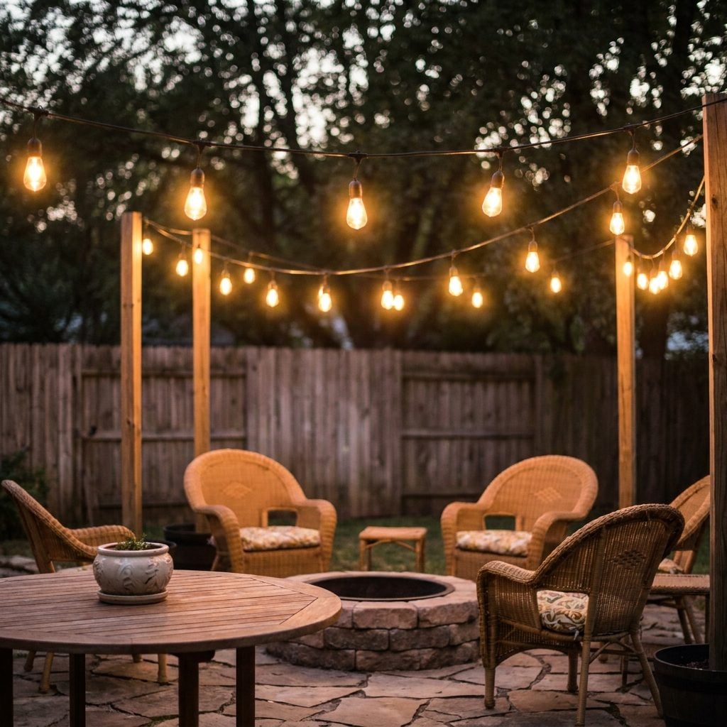 Outdoor String Lights Across the Patio: About $6 in 1975