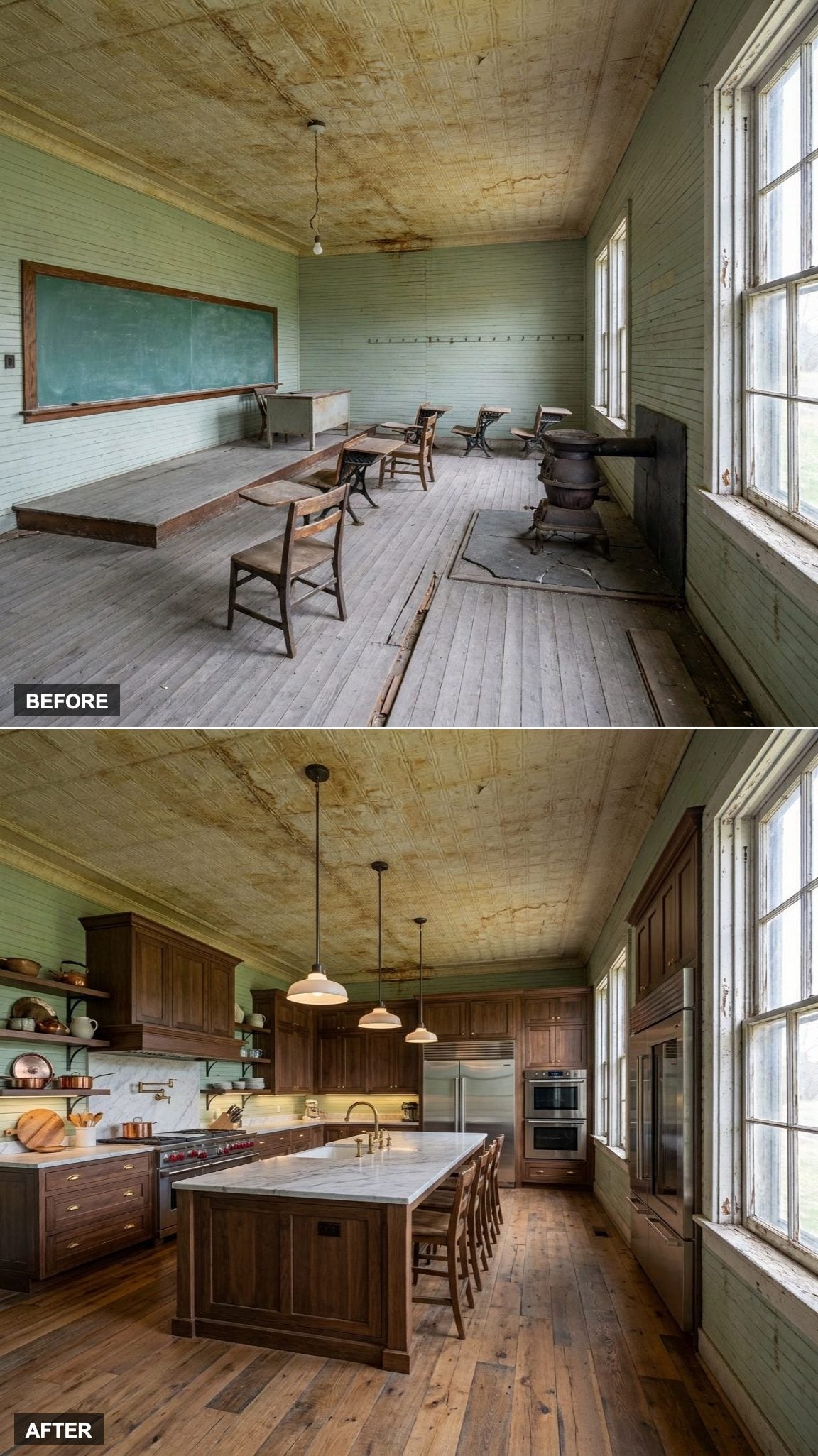 Oversized Island, Farmhouse Sink, and the Chef's Kitchen a Schoolhouse Deserved