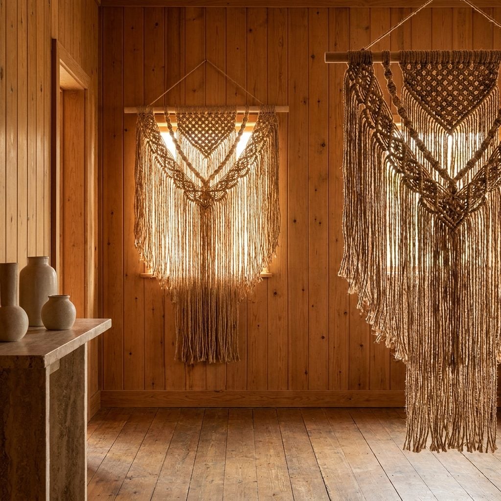 A Pair of Macramé Wall Hangings for Around $24 to $36 in 1978