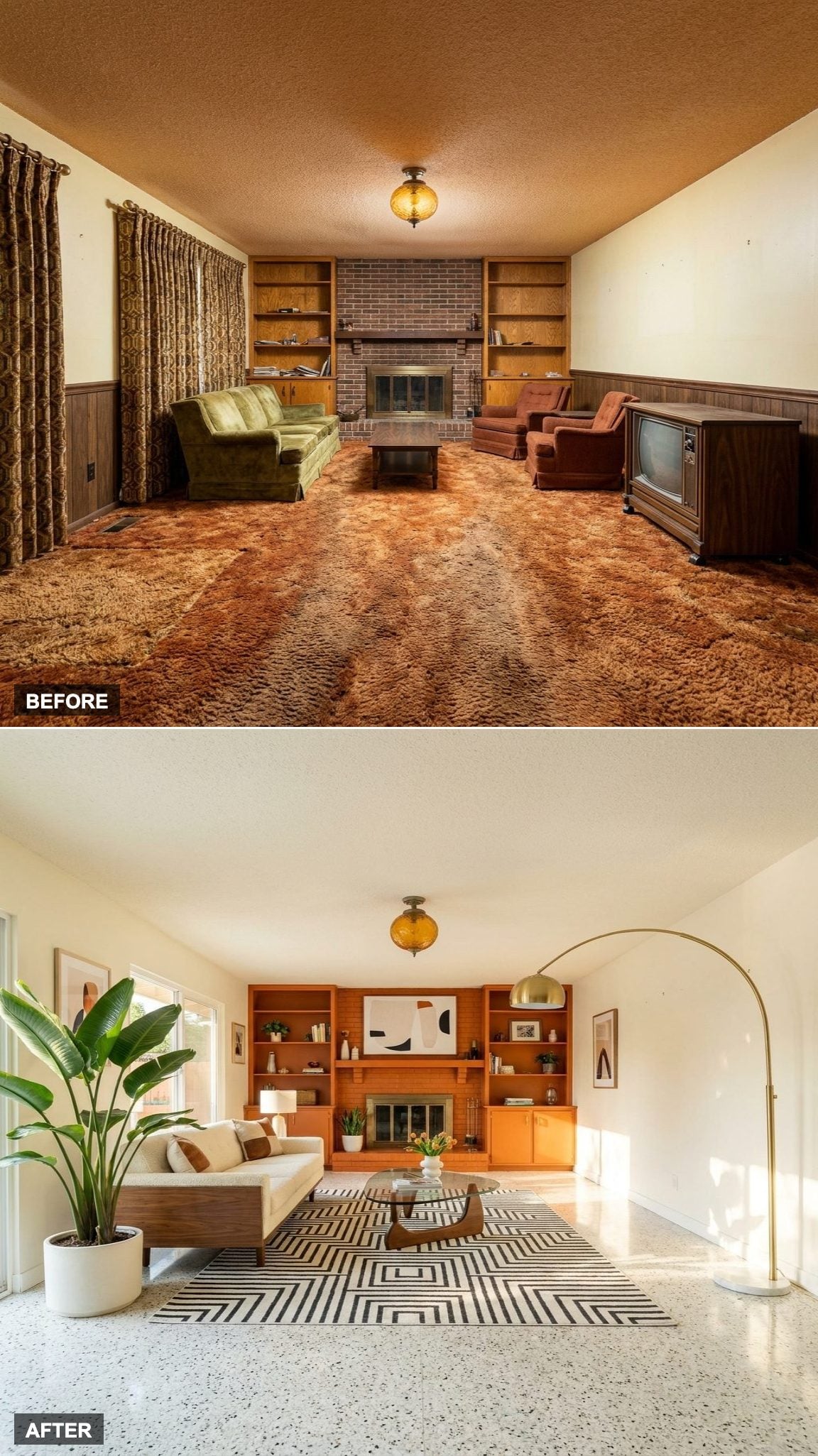 Palm Springs Revival with Terrazzo Floors and Tangerine Accent Walls