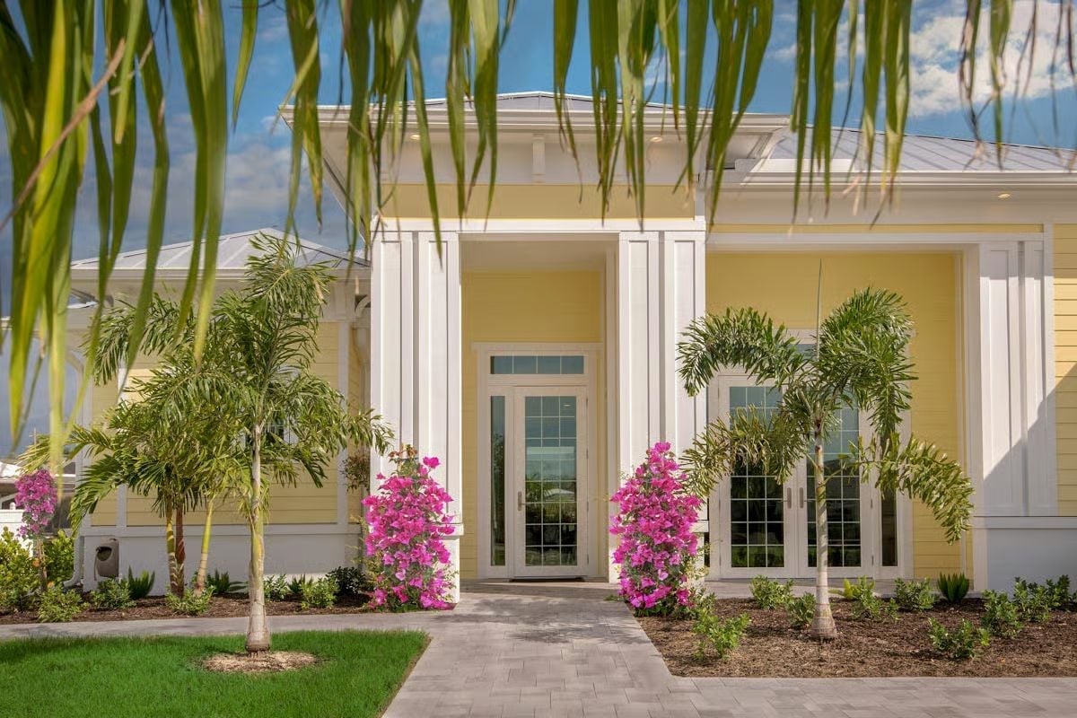 Yellow Walls and Bougainvillea Make This Entry Hard to Walk Past