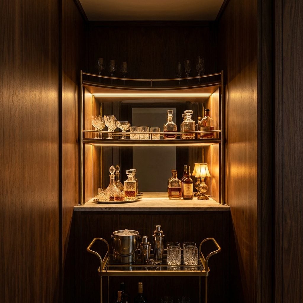 The Paneled Bar Cart Nook That Lived in the Corner Like It Owned the Place