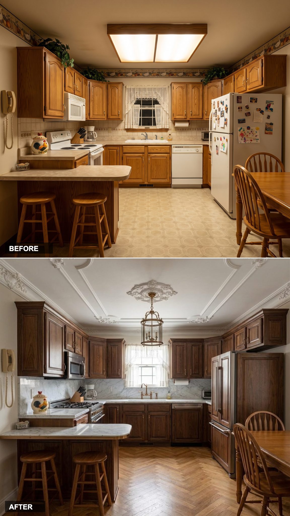Parisian-Inspired Elegance with Herringbone Oak and Marble Everywhere