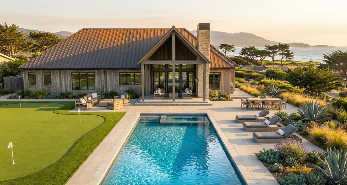 Coastal California Living With a Putting Green Out Back