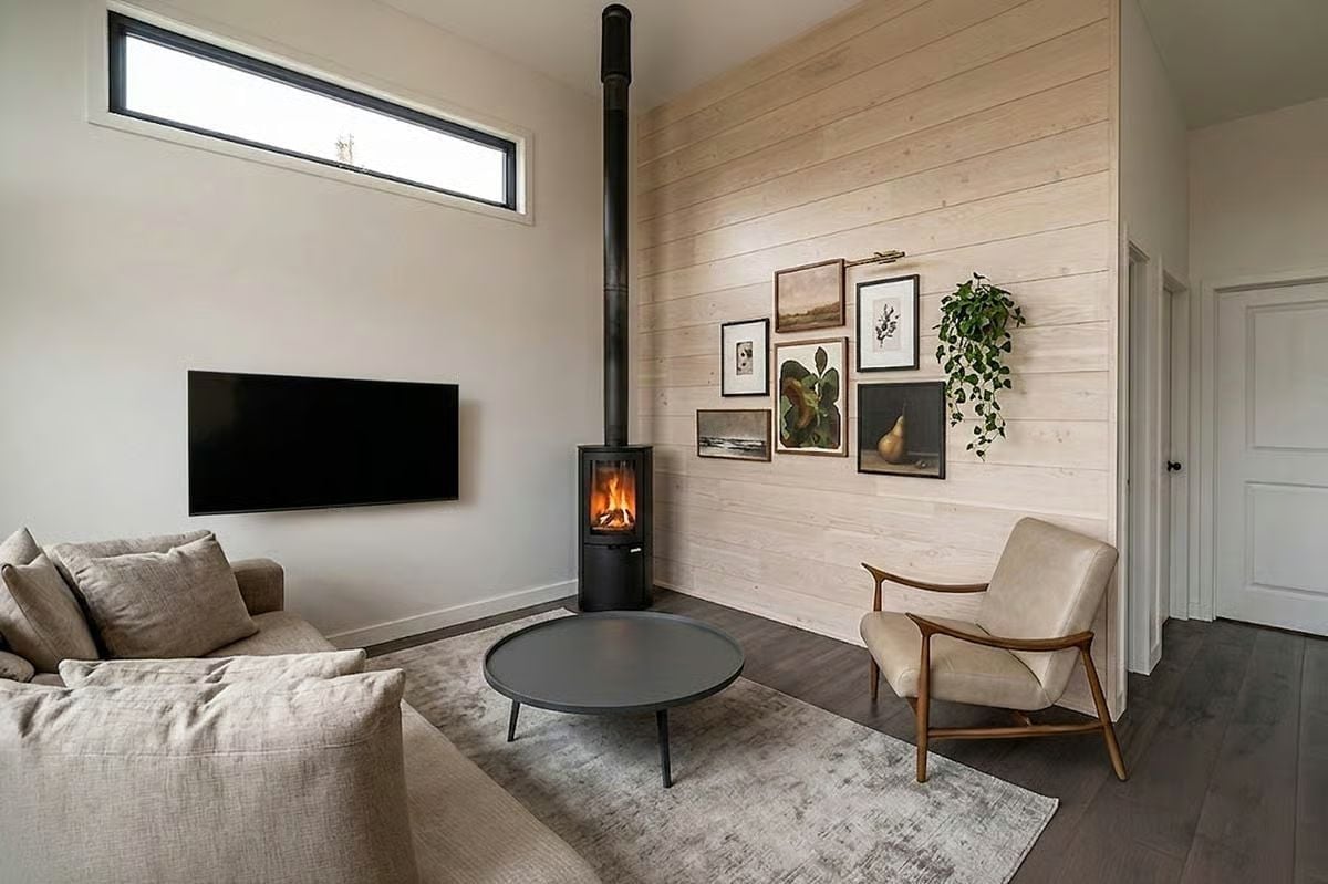 Freestanding Stove and a Gallery Wall That Earned Its Place